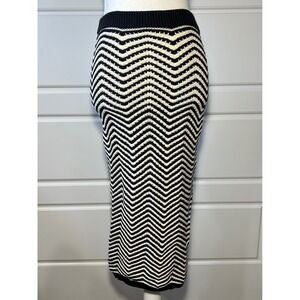 Willow & Wind Black White Chevron Cotton Blend Knit Maxi‎ Skirt XS